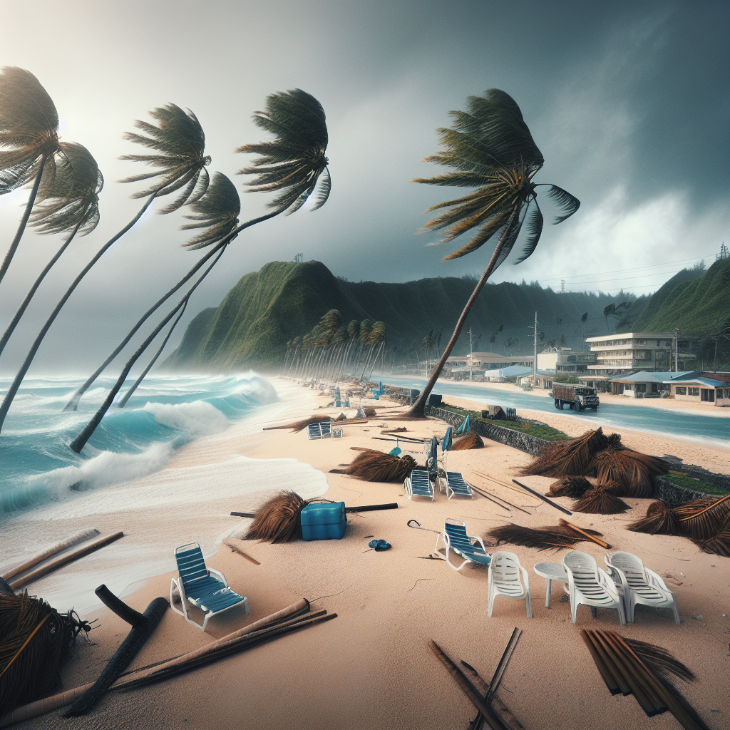 괌 COR 단계 총정리 — 태풍 경보 4단계 여행자 행동 요령 5 괌 COR 단계 선언 시 태풍으로 텅 빈 투몬 해변